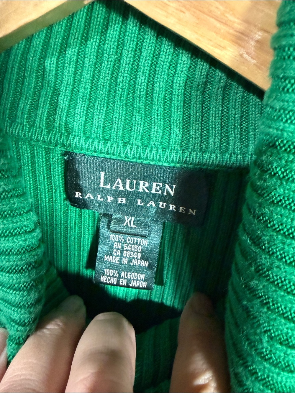 90’s Ralph Lauren Cotton Ribbed Turtleneck XL - Picture 4 of 4
